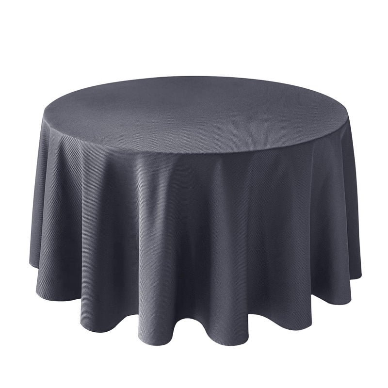 Biscaynebay Textured Fabric Round Tablecloths 90", Dark Grey Water Resistant Washable Table Cloths Circle Folding Table Covers Linen for Dining, Kitchen, Wedding, Parties, etc - Image 1